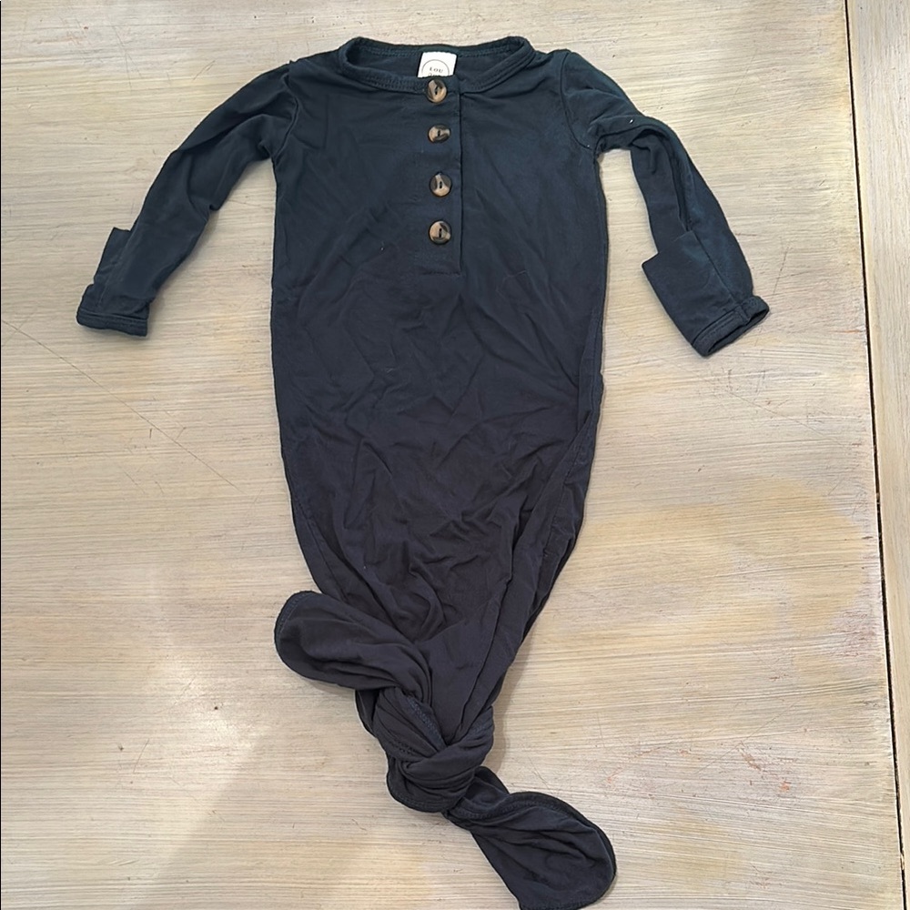 Loulou Studio Hunter Green Knotted Baby Gown